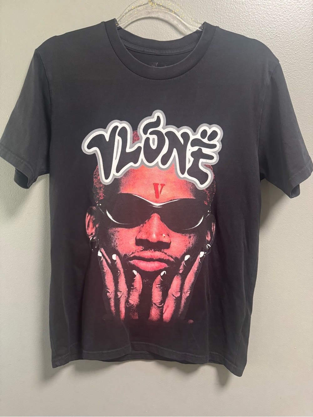 VLONE x Dennis Rodman Black Graphic Tee Rodman Logo 100% Cotton NBA legend S